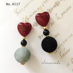 No.A217 ぷっくり♥︎可愛い♥︎ハート × フロッキーピアス / イヤリング