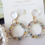【オーダー品】お花のリング・ホワイト　イヤリング/ピアス