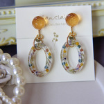 【オーダー品】お花のオーバルリング・オレンジ　イヤリング/ピアス