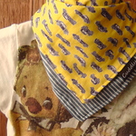 SALE■ガーゼスタイ■ハンカチ*レトロくるま×ヒッコリー*ハンカチ
