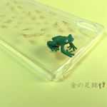 【新デザイン】金の足跡  カエルのスマホケース  全機種対応