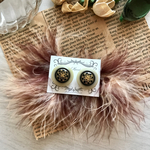 ブラウン✕ピンクベージュマラボーファー✱秋冬ピアス
