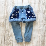    【s様ご依頼品】ネイビーパンダフェイクレイヤードパンツ90サイズ