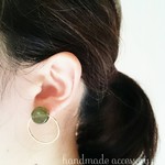 ＊再販9＊ Green beads and ring イヤリング/ピアス