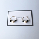 ¥500→¥300ブラック×ベージュフープピアス