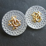 ■NEW■15mm■10個入■ ヴィンテージボタン (クリアー系ゴールドイニシャル)　 [1252] 　制作に!! 