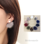 秋冬*2WAY*コットンパール×ミンクファーキャッチ［ピアス］