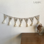 ハッピー刺繍ガーランド（knit  White）