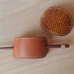 ウッドスティック 革のかんざしバレッタ(マジェステ)  モチーフ2個セット