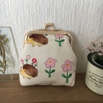 [再販] ピンクのお花🌸とハリネズミのがま口財布👛