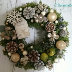 *クリスマスリース *  ブルーアイス  white & green。.:*:・'°☆