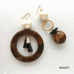 【コーヒー】- マーブルリング - pierce & earring