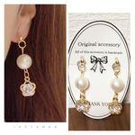 (sale)ジルコニアフラワー×コットンパールイヤリング