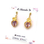 rose heart  ピアス 紫