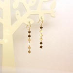 14kgf＊連なる瞬き＊菱＊ピアス【金】linked square sparkling earring