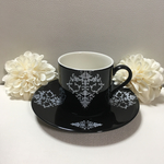  [モノトーン] クールでかっこいい　     ダマスクカップ&ソーサー