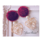 ファーカボション×ワイヤーハートピアス