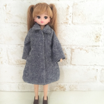 紺のシャンブレーのコート（リカちゃん、ブライスサイズ）