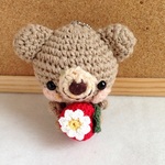 運気ＵＰお守り＊赤いイチゴ コットン糸クマさん＊ボールチェーン