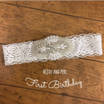 【First Birthday】ビジューパールヘアバンド  1歳 誕生日 花冠 赤ちゃん baby 王冠 クラウン