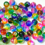 ツートンガラスビーズ　カラフル　８mm　３０g　４０個前後   C-8-2