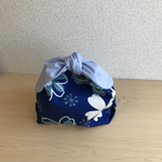 リボンお弁当袋 花×水色