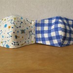 子ども用　 両面使える立体マスク２枚セット　6層構造　宇宙・チェック