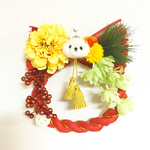 【一点物】花しめ縄（トイプードルホワイト）お正月飾りお正月リース注連縄〆縄