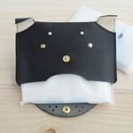 本革　犬型ポケットティッシュケース kuro ｜ブラック｜