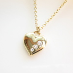 Simple Zirconia Heart Gold Necklace