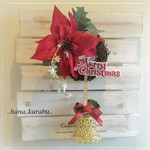 長さ27㎝ポインセチアのクリスマスリース【E】◆造花・リース・壁掛け
