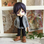 オビツ11サイズお洋服＊カーディガン×重ね着風タンク×デニム3点セット