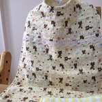 お食事タオルエプロン　ねこ×コットンレース