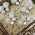 【再販⑥】ダリアとパールのイヤリングまたはピアス