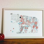 クマ　bear 北欧風　アートイラストポスター  A4/B4/A3