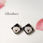 ガラスタイルピアス♡白くま