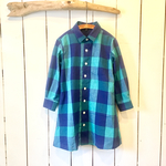 SALE!!100cm☆チェックシャツワンピース（BLUE)