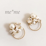 ビジュー×パール×丸ゴールド♡大人ピアス(クリア)