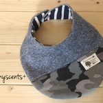 リバーシブルのスタイ デニム風×カモフラージュ柄×ネイビーボーダー