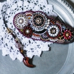 赤いビーズ刺繍◇ロングバレッタ（おまけ付き