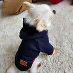(再再再再販) 犬服  小型犬用   重ね着風パーカー  ネイビー  SSサイズ