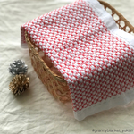 刺し子花ふきん* 「Happy Holidays*」red × silver