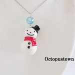☆*:Xmas:*☆ 潜在能力を引き出す アクアオーラと大雪だるまのネックレス（シルバーカラー）