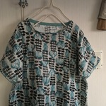 北欧調ダブルガーゼのドルマンスリーブワンピースミニマフラー付き