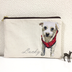  R.M.様専用＊ペットのフォト刺繍＊オーダメイドフラットポーチ