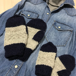 親子でお揃いミトン ネイビー×ライトグレー アルパカウール
