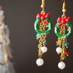 ※再販※星降るクリスマスリース　ミニチュア　ピアスにも