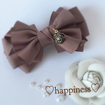 ♡happy dress ribbon♡バレッタ♡カフェオレ(グレージュ)♡再販4