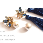 3way ブルー ビジュー ピアス・イヤリング