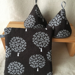 北欧ダークブラウンツリー❁﻿三角鍋つかみ・ポットマット❁﻿セット